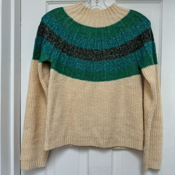 GREYLIN Ombré Funnelneck Knit Sweater XS-S Cream Beige Green Blue - Picture 3 of 10